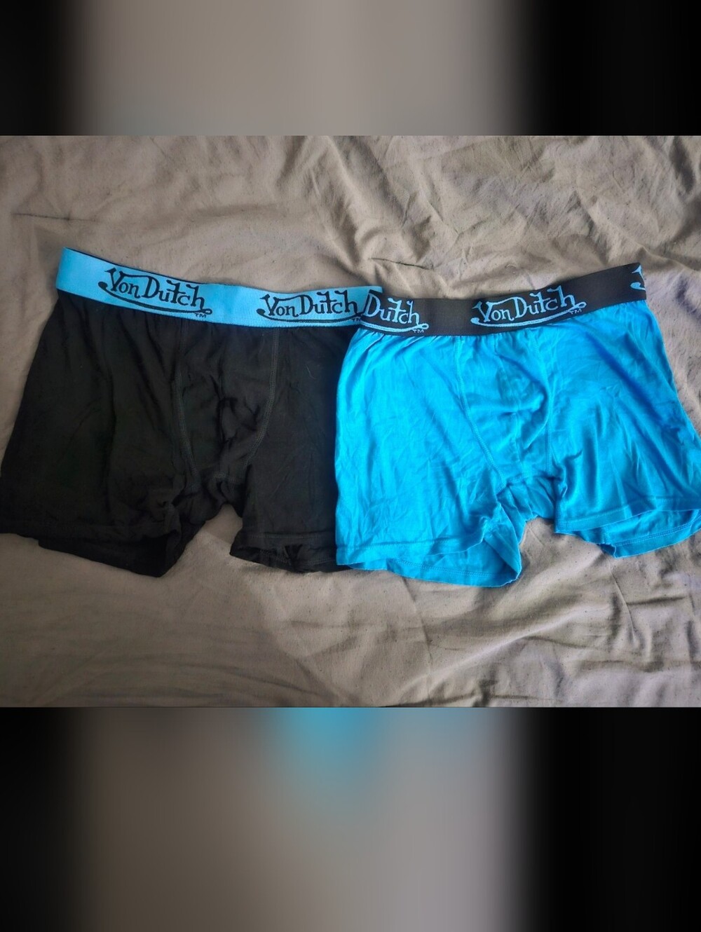 Von Dutch Men’s Boxer Brief Two-Pack - Black & Bright Blue Waistband
